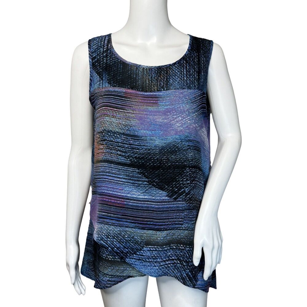 Cable & Gauge Shirt Womens Small Blue Purple Watercolor Artsy Casual Lagenlook